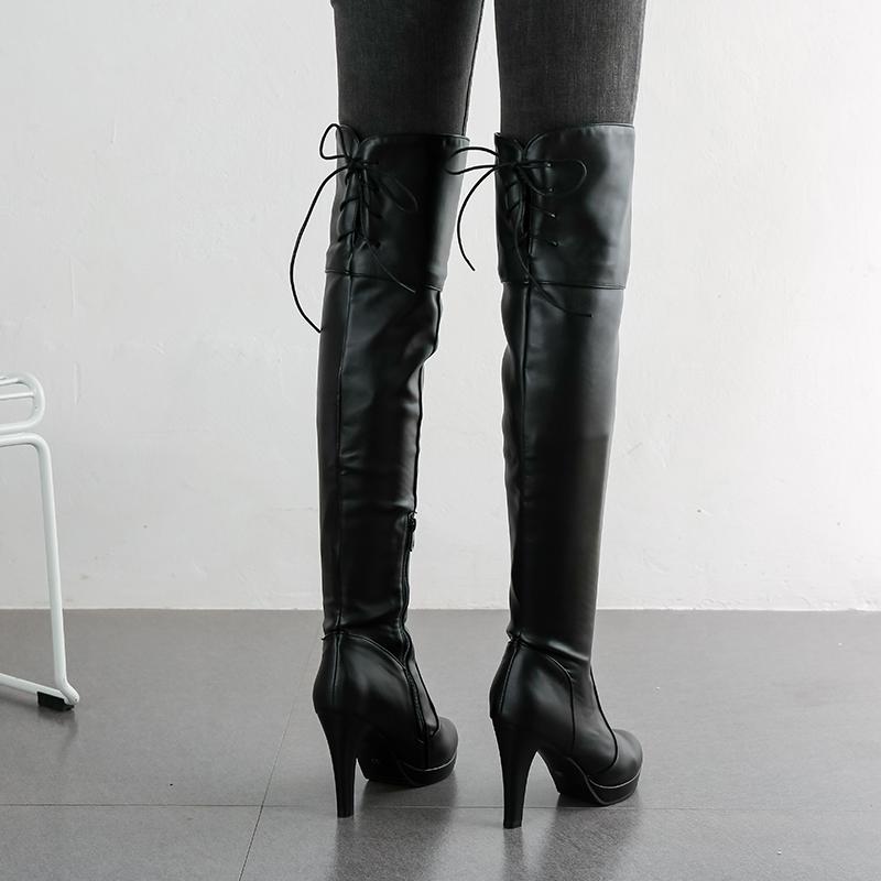 Women's high-heeled boots, sexy European and American style autumn and winter new waterproof table, fine-heeled large-size knee boots