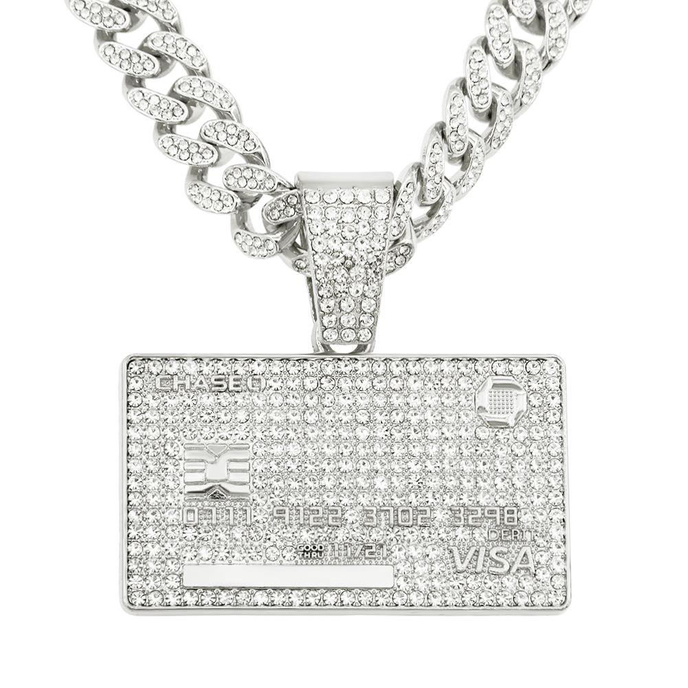 Men's Hip-Hop Diamond Dog Tag Necklace – Trendy Street Style Cuban Chain Choker