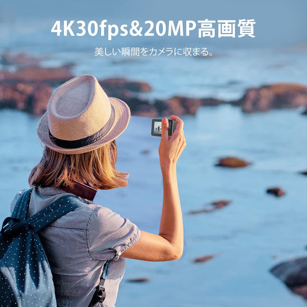AKASO Brave7 Action 4K Action Cam with 64GB IPX8 Waterproof to Underwater Camera with Image Chest Strap and Super Clamp Camera, Card, 10M, 6-Axis