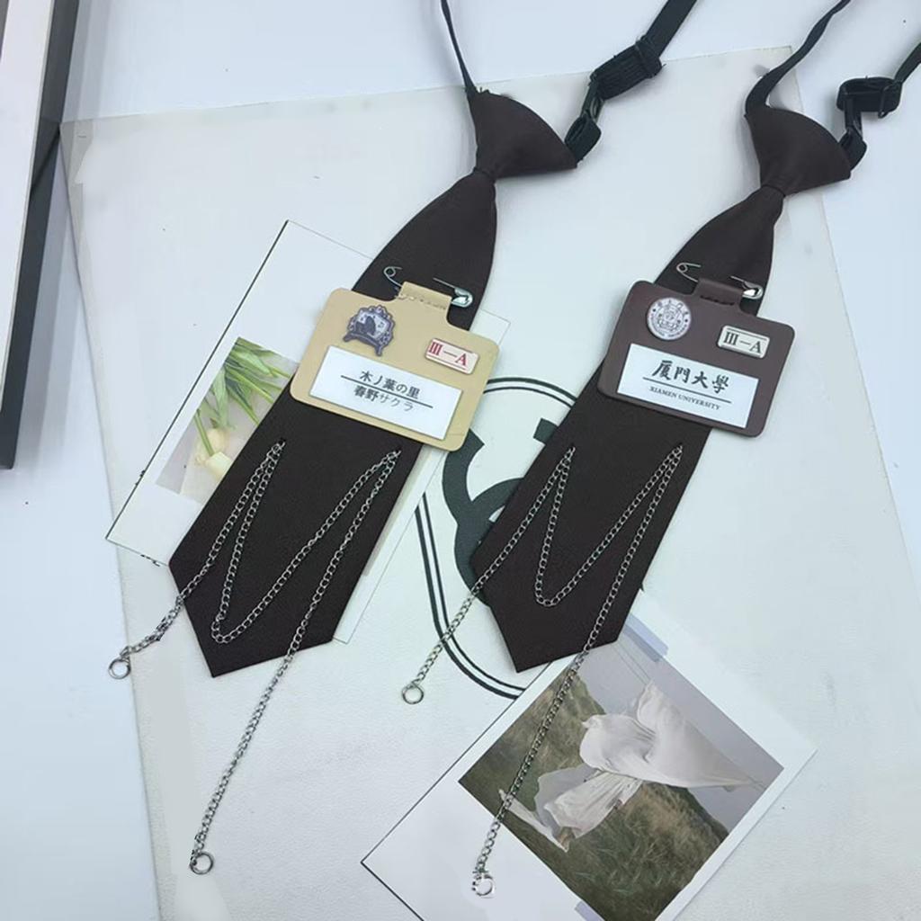 Uniform Black Ties For Janpanese JK Uniform Cosplay Accessory Neckwear Jk Seifuku Cute Anime Necktie with Metal Chain