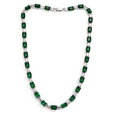 Luxuriöse, mit Diamanten besetzte, smaragd- und turmalinfarbene Schatzkette für Damen, hochwertige, quadratische Halskette, Schlüsselbeinkette