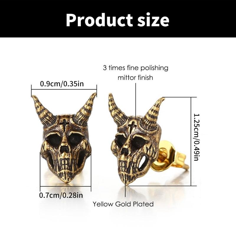 Fashionable Gothics Punks Styles Skull Studs Earrings Vintage Sturdy Alloy Fashion Jewelry for Craft Enthusiasts