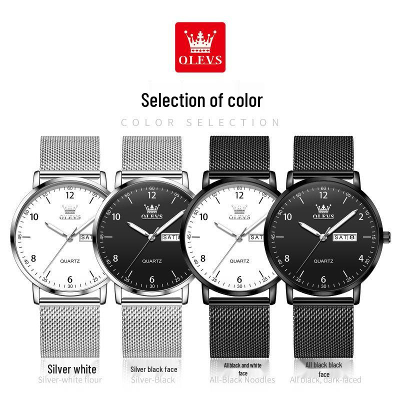 Oulishi Men's Quartz Mesh Strap Watch - Slim & Simple Design