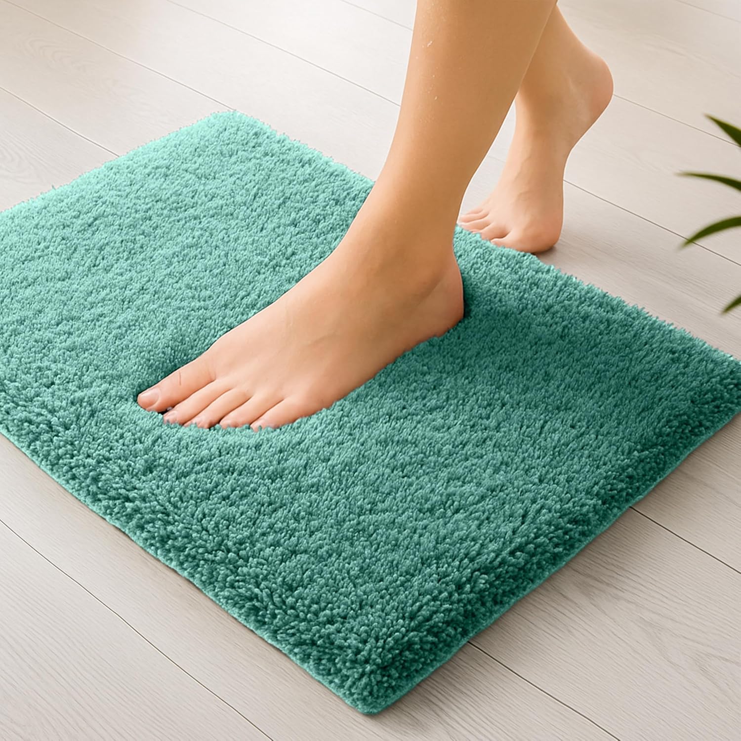 Microfibre Bath Mat | Soft & Absorbent 1700 GSM Rug | Non-Slip Latex Backing | Mat for Bathroom, Bedroom, Kitchen & Home (Stello 40 x 60 cm) (Aqua) 60L x 40W Centimeters