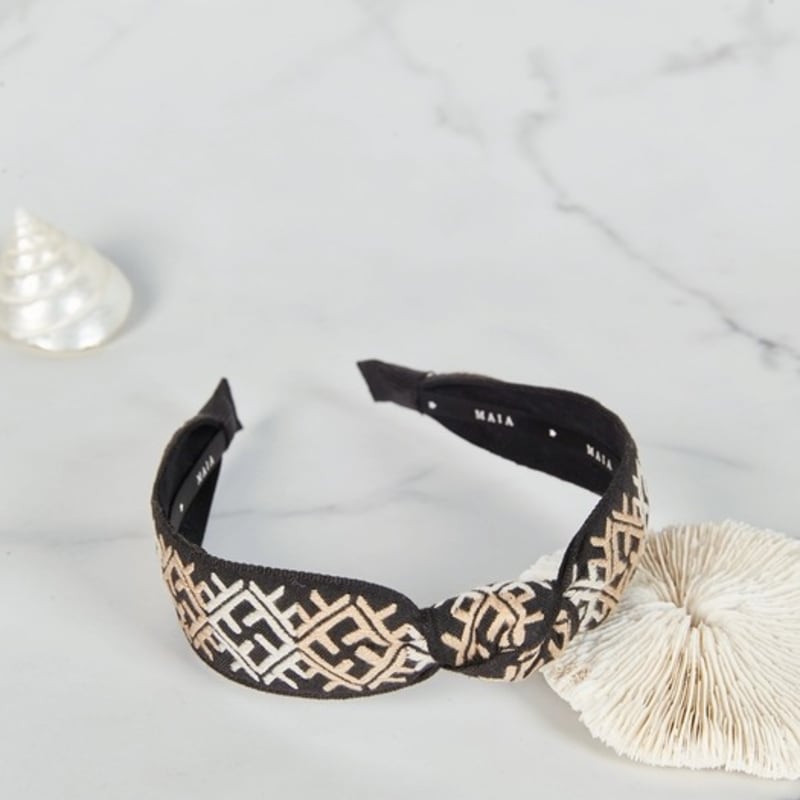 MAIA Pattern Jacquard Hairband - Beige