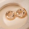 Irregular Hollow Round Stud Earrings Women'S Light Luxury Niche High-End Metal Earrings Temperament Niche Earrings