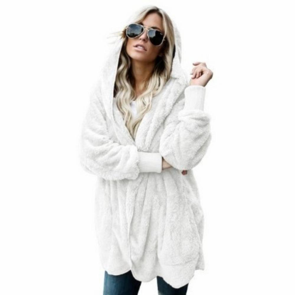 Giacca anti-pelliccia bifacciale di media lunghezza, calda e soffice, da donna, autunno e inverno