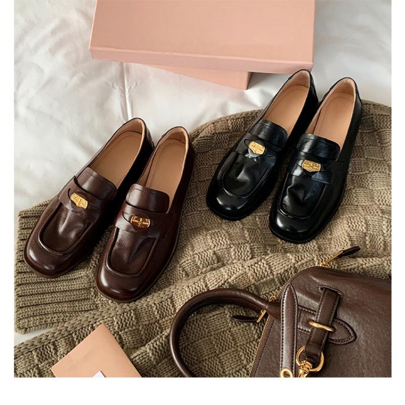 Cowhide version~ Classic women's small gold coins, retro women's flat leather socks with small leather shoes, single shoes