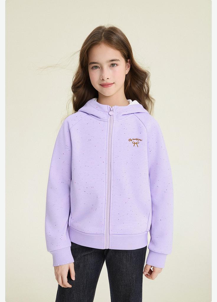 Girls' Colorful Zipper Hooded Coat