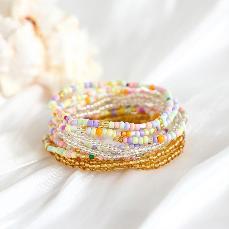 Fashion Handmade Multi Layer Glass Bead Bracelet Set Featuring Colorful Faux Crystal Designs for Fashion Foward Women