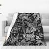 American Traditional Tattoo Flash Print Blankets Warm Flannel Sofa Throw Blanket for Home Bedroom Travel Throws Bedspread Quilt