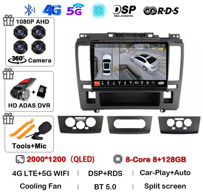 Android 14 Wireless Carplay+Auto 4G WIFI For Nissan Tiida C11 2004-2013 Car Radio GPS Multimedia Stereo Video Player Head Unit
