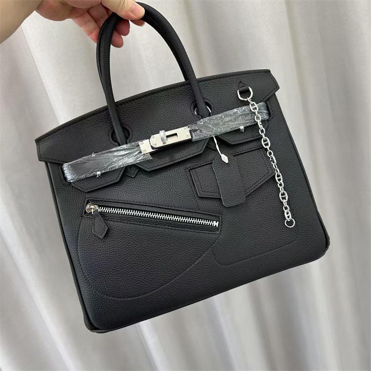 

Трансграничная горячая распродажа высококлассная сумка-рок из первого слоя мягкой коровьей кожи, карманная сумка на молнии, портативная сумка через плечо, универсальная 30cm чёрный