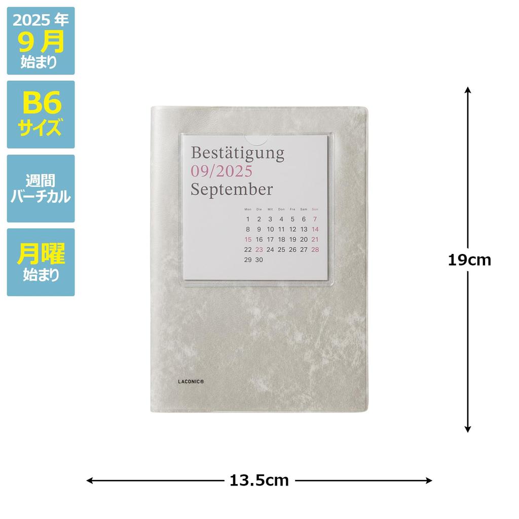 LACONIC 2026 B6 Weekly Planner Gray, September 2025 Start Calendar Schedule Book and Diary Organizer LIS91-240GY