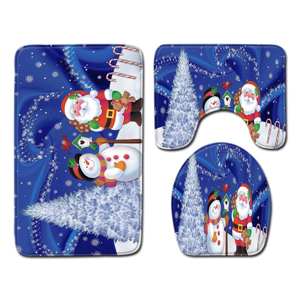 Christmas Bathroom Floor Mat Toilet Three-Piece Set