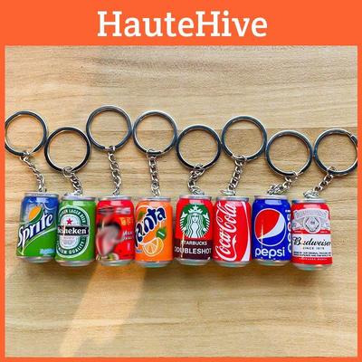 New Realistic Mini Soda Can Keychain Resin Sprite Budweiser Starbucks Accessory