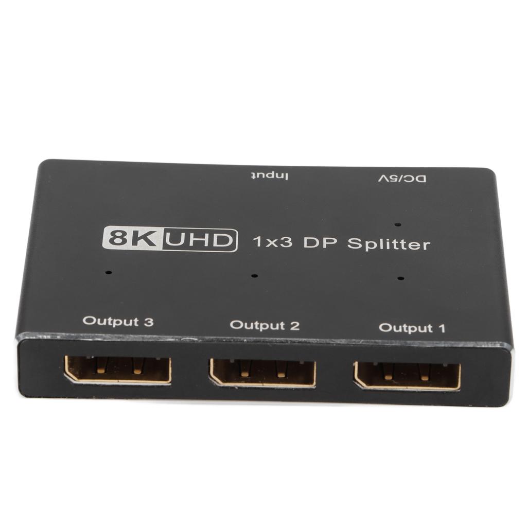 1x3 DisplayPort Splitter Triple MST SST Hub DP 1.4 Splitter for IOS System for Windows System for Android System