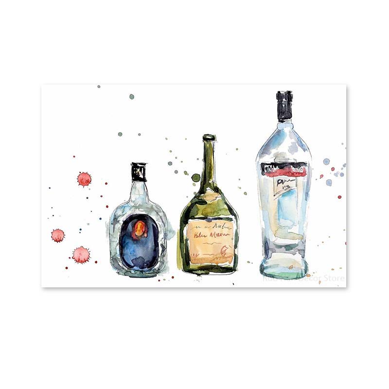 

Модные бутылки шампанского, холст, картина, современное граффити, художественный постер и принт, абстрактное настенное искусство для украшения дома в гостиной 30X40cm No Frame