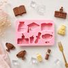 Silicone Mold for Cake Chocolate Graduation Themed Shapes Including Book Trophy Diploma Cap Backpack School Building Design
