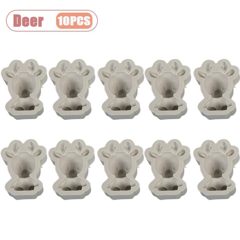 1-10PCS Christmas Elk Plaster Aromatherapy Candle Silicone Mold DIY Handmade Soap Car Vent Clip Crafts Home Fragrance Decor