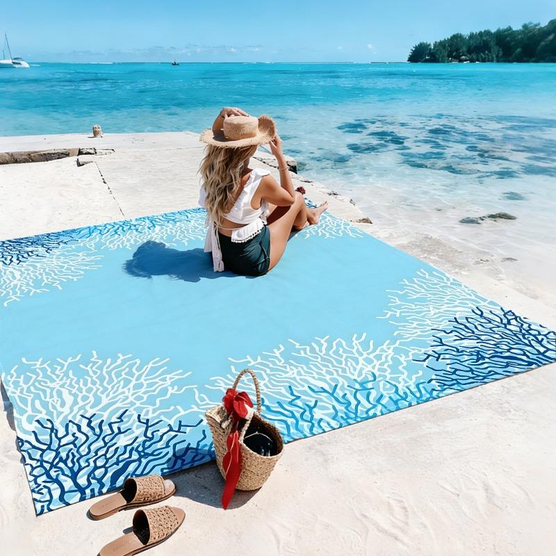 1pc Beach Blanket Waterproof Sandproof Oversized Large Beach Mat Quick Drying&Compact&Lightweight Picnic Mat Vacation Essentials