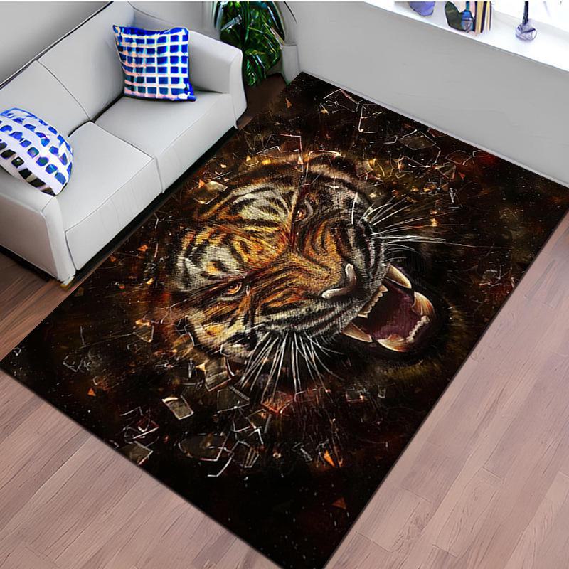 3D Tiger Cartoon Animal Print Living Room Carpet for Sofa, Coffee Table, Bedroom.