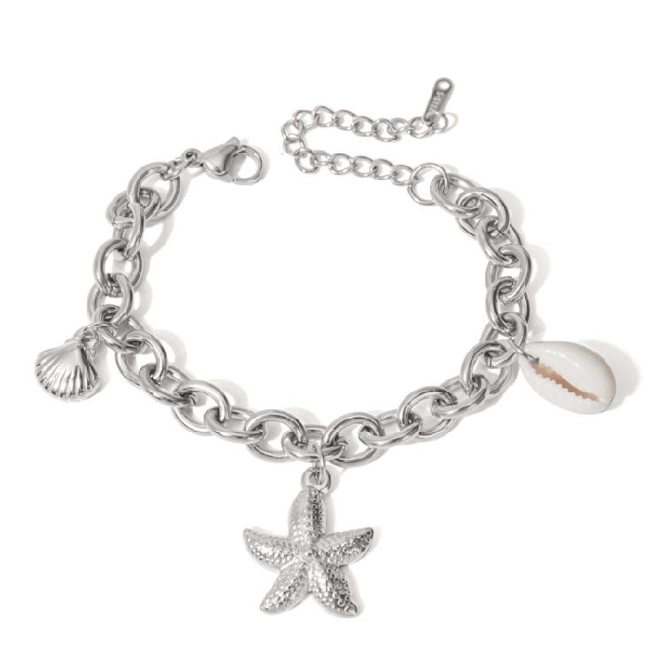 Handmade Ocean Bead Bracelet Fashionable Party Jewelry Chain Wristband Stainless Steel Texture for Party and Celebration