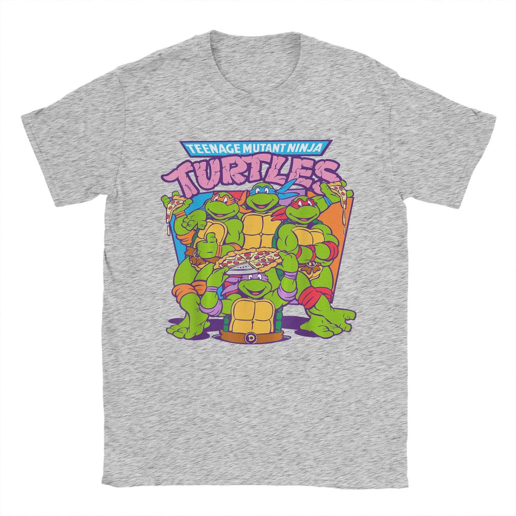 Men TShirts Ninja Turtles Pizza Smiles Novelty 100 Cotton Tee Shirt Short Sleeve T Shirt O Neck Clothes Graphic Printed