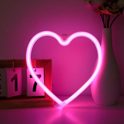 Pink USB Atmosphere Led Neon Light Sign Heart Shape Wall Mounted Night Light For Valentine's Day Bar Bedroom Living Room