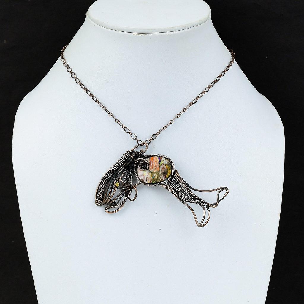 Spiny Oyster Kupfer Türkis Anhänger Kupferdraht gewickelt Edelstein Anhänger handgemachter Kupferschmuck Fisch Anhänger für Geschenk Draht Wickelschmuck