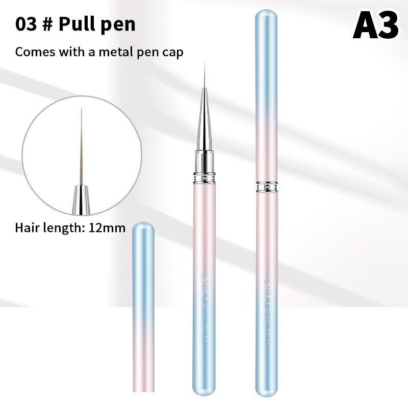 1 Pcs Gradient Metal Handle Nail Art Brush Triangular Drawing Painting Line Pen Liner French Manicure Tools