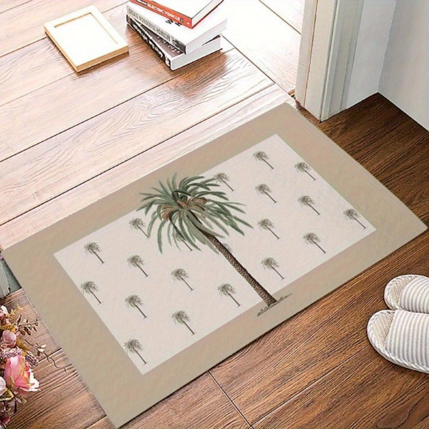 

Beach-Themed Palm Tree Welcome Mat Absorbent Indoor Outdoor Door Mat Fabric for Patio Kitchen Festive Holiday Porch Beach Decor 50X80CM