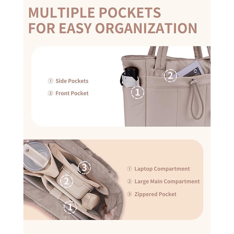 New Quilted Fashion Women's Handbag and Laptop Tote with Zipper