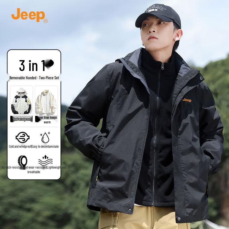Jeep Men's 2025 A/W 3-in-1 Windproof Warm Outdoor Jacket