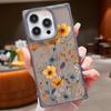 Frosted Square Transparent Phone Case for iPhone 16 Pro 15 14 Plus 13 12 Pro Max 11 Tree Leaves Floral Pattern Tpu Soft Shockproof Slim Cover