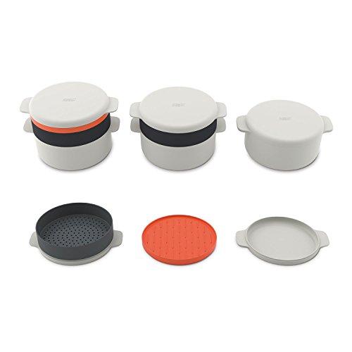 Joseph Joseph Microwave Stackable Cooking Set, Stone/Orange, M-Cuisine Plastic, 45001, 4-Piece Set [Authentic]