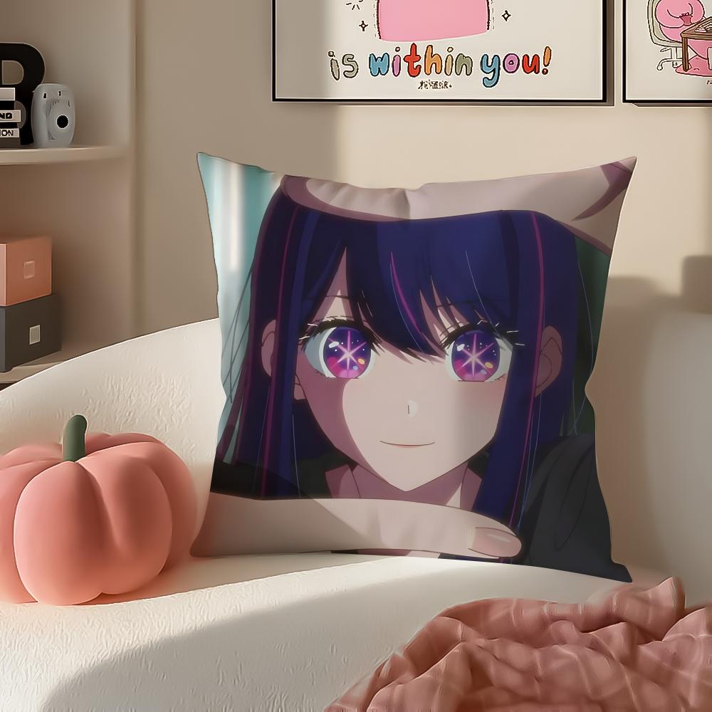OOshi no Ko HHoshino Ai Cushion Cover Pillowcase Short Plush Invisible zipper Room Sofa Cushion Cover