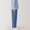 MUJI Men's Wide-leg Kapok-Blend Denim Pants (AE0Y7A4A), Blue, Size XL