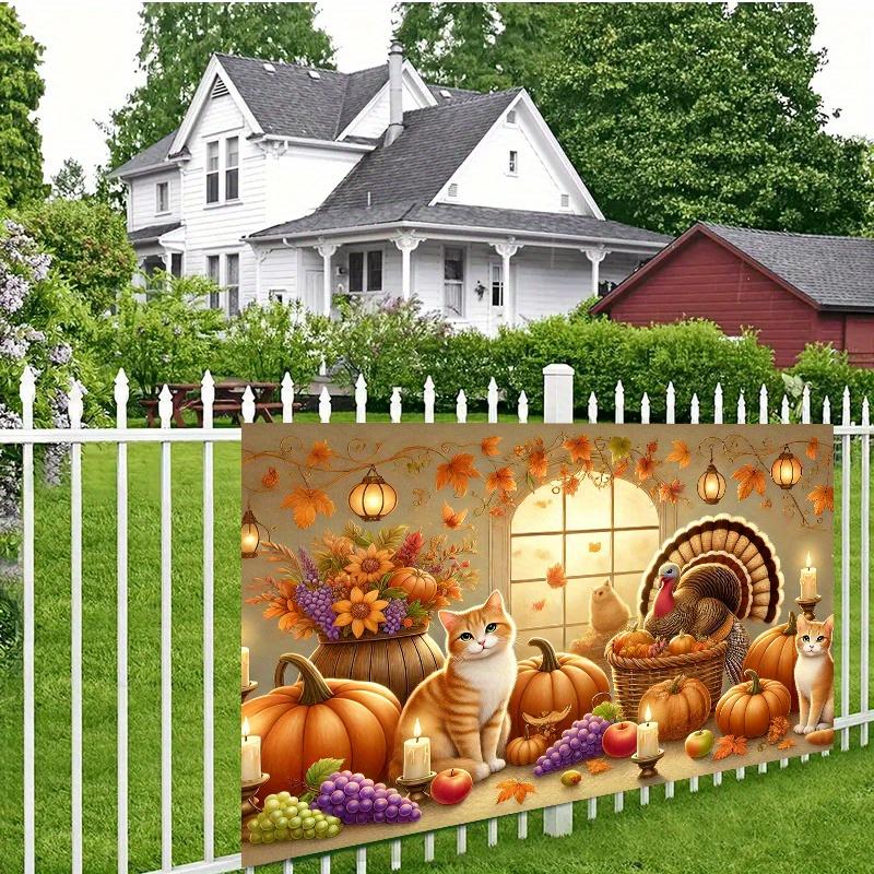 2D theme Thanksgiving harvest background wallpaper - polyester material wall decoration