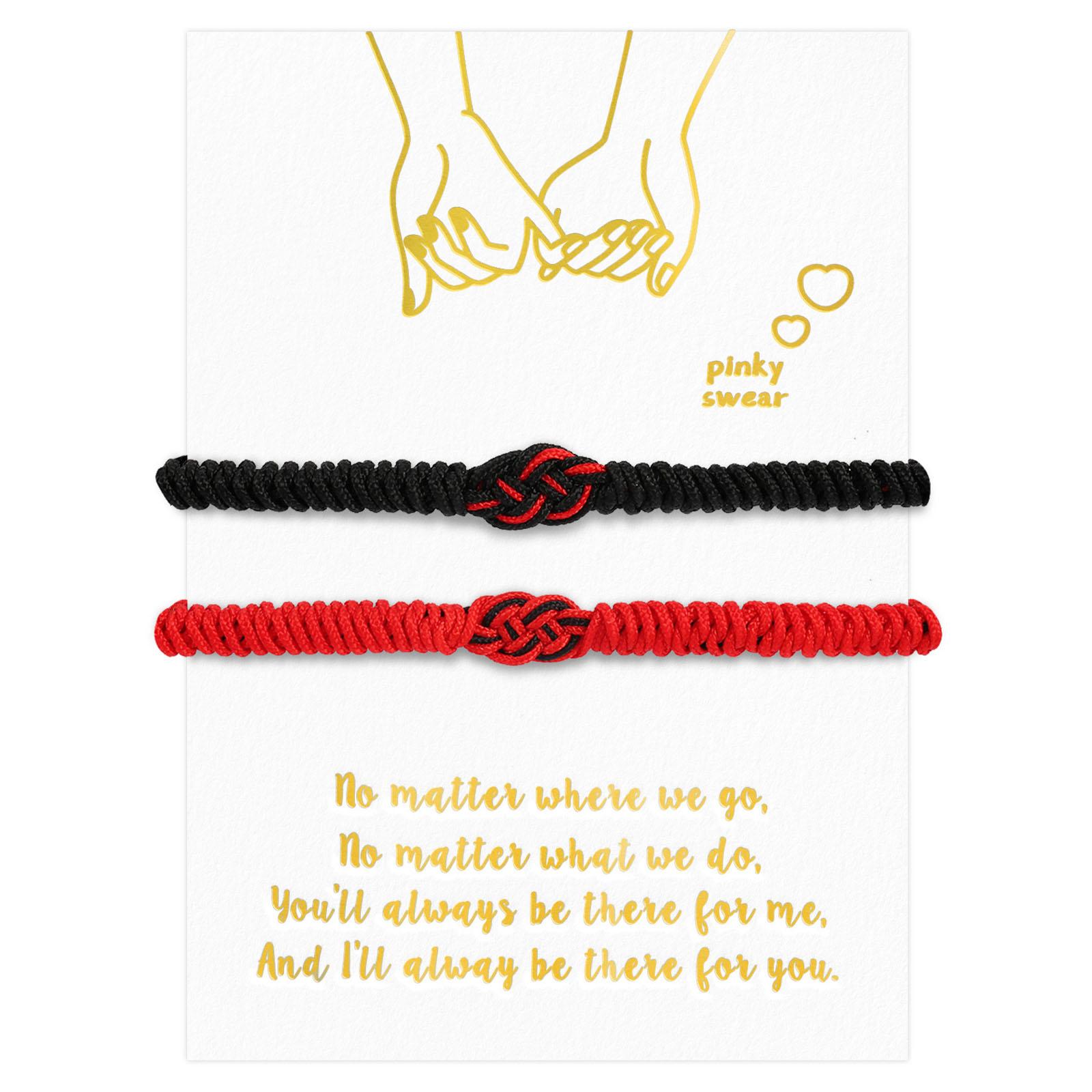 

2 шт. парные браслеты ручной работы, черные, красные нити, смешанный браслет «Бесконечная любовь», счастливый браслет для защиты друзей-любителей