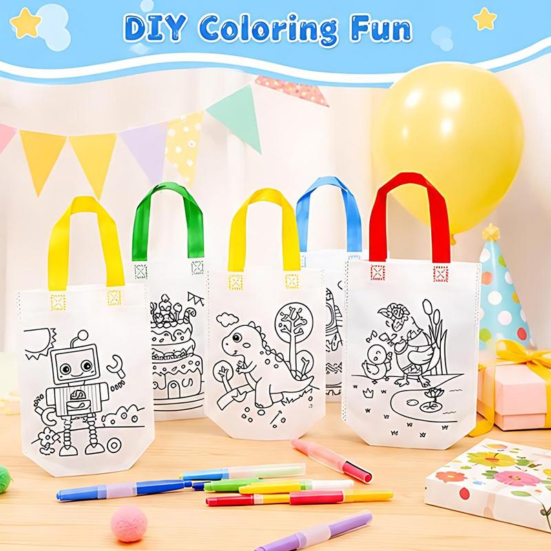 5-20PCS Graffiti Bag Random Cartoon Pattern Cute Animals Plants Activity Non Woven Gift Bag DIY Craft Project Party Souvenir ZYF