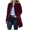 Women's Long Sleeve Warm Velvet Patchwork Button Coat Winter Warm Coat Top