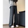 Autumn and Winter New Retro Corduroy Plaid Floor Pants Men's Lazy Trendy Brand Wide-leg Trousers Are Available In One Piece.