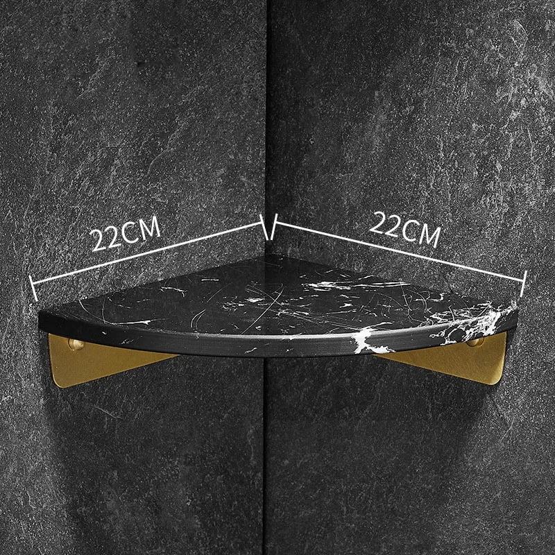 Schwarz/Weiß Marmor Badezimmer Eckregal Gebürstetes Gold Wandmontiertes Badezimmer Duschablage Shampoo Halter Eckregal