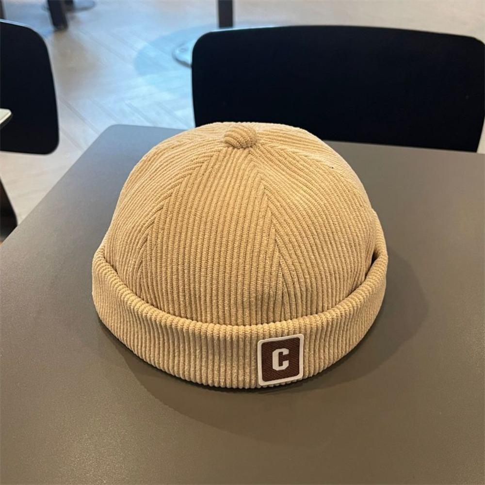 Corduroy Kids Docker Cap Solid Color Winter Cap Vintage Brimless Hat  Autumn Winter