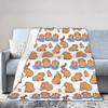 Capybara Pattern Blanket Flannel Autumn/Winter Cartoon Cute  Multifunction Lightweight Throw Blanket for Bed Office Quilt