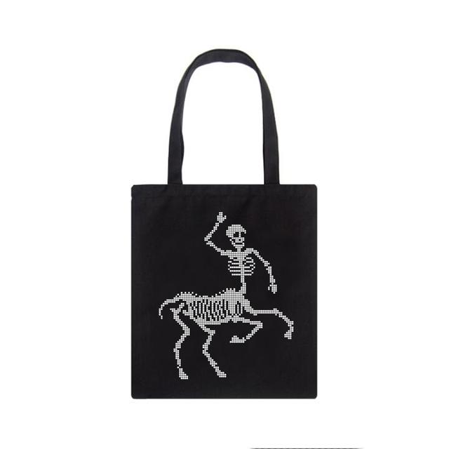 Hip-hop Vintage Women Shoulder Bag Harajuku Butterfly Skull Canvas Bag Gothic School Bag Punk Casual Large-capacity Shopper Bags