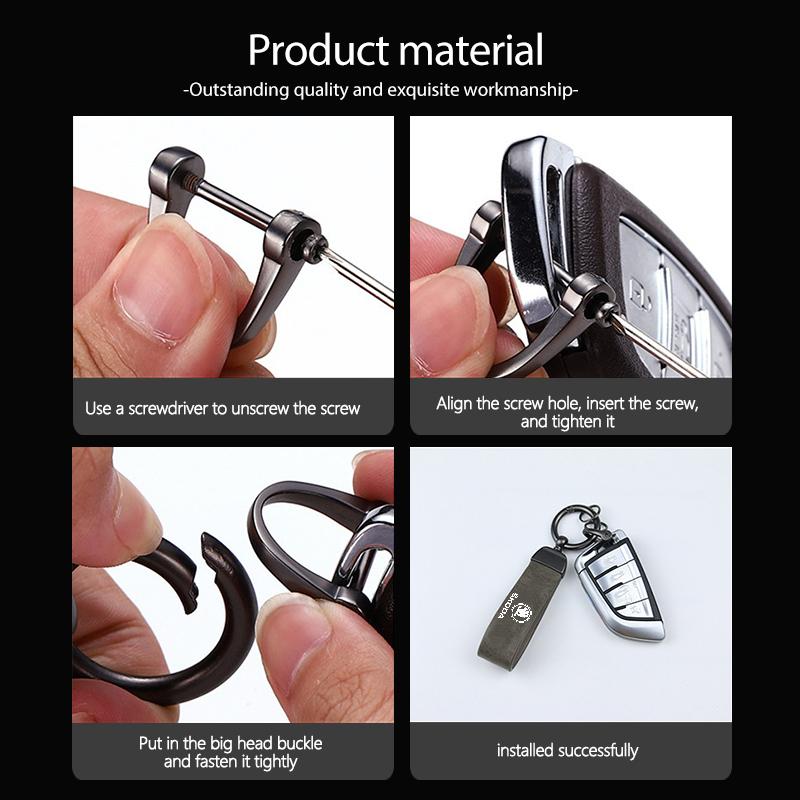 ICPG4 For Skoda 3D Metal Leather Car Keychain Key Ring Auto Emblem Accessories Fabia 1 2 Octavia a7 RS Superb Rapid Yeti Karoq Vision