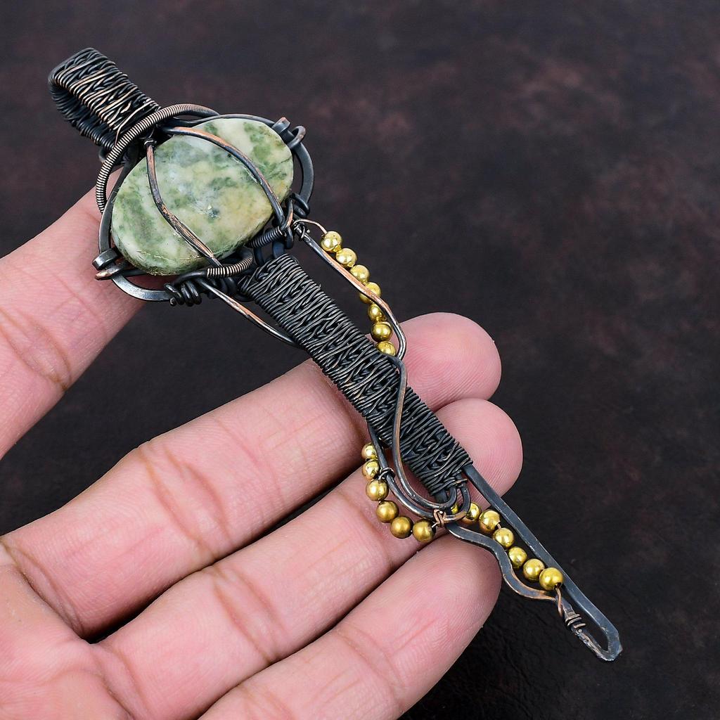 Tree Agate Pendant Copper Wire Wrapped Pendant Handmade Jewelry Genuine Gemstone Pendant Key Pendant Tree Agate Copper Jewelry Gift For Her