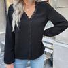 YYFS Women's Fashion Casual Summer Spring Solid Color Print Long Sleeve V-Neck Blouses & Shirts
